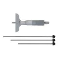 Mitutoyo 129-127 Interchangeable Rod Depth Micrometer, Range 0-4", Graduation 0.001", Base 2.5x.63"