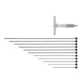 Mitutoyo 129-153 Interchangeable Rod Depth Micrometer, Range 0-300mm, Graduation 0.01mm, Base 101.6x16mm
