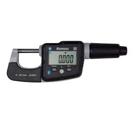 Bowers DM025 DigiMic Digital External Micrometer, Range 0-25mm, Resolution 0.001mm, IP67, Bluetooth