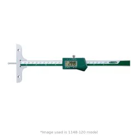 Insize 1148-200 Digital Depth Gauge with Round Depth Bar, Range 0-200mm, Resolution 0.01mm