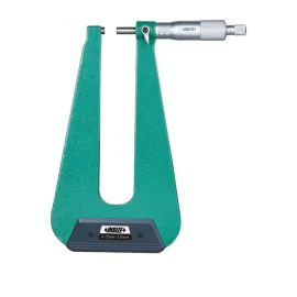 Insize 3239-253 Sheet Metal Micrometer (flat-flat tips, throat depth 155mm), Range 0-25mm, Graduation 0.01mm