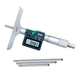 Insize 3540-100 Digital Depth Micrometer, Range 0-100mm, Resolution 0.001mm, Base 101.5x17mm