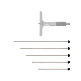 Mitutoyo 129-116 Interchangeable Rod Depth Micrometer, Range 0-150mm, Graduation 0.01mm, Base 101.6x16mm