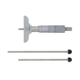 Mitutoyo 129-126 Interchangeable Rod Depth Micrometer, Range 0-3", Graduation 0.001", Base 2.5x.63"