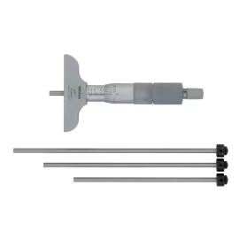 Mitutoyo 129-127 Interchangeable Rod Depth Micrometer, Range 0-4", Graduation 0.001", Base 2.5x.63"