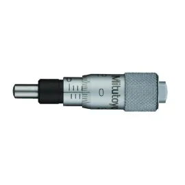 Mitutoyo 148-205-10 Short Range Small Micrometer Head, Range 0-6.5mm, Graduation 0.01mm, Plain Stem, Spherical Spindle