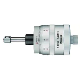 Mitutoyo 152-390 XY-Stage Micrometer Head, Range 0-25mm, Graduation 0.005mm, Plain Stem, For X-axis