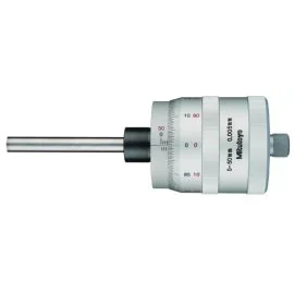 Mitutoyo 197-101 Large Thimble Non-Rotating Spindle Micrometer Head, Range 0-50mm, Graduation 0.005mm, Plain Stem, Bidirectional graduation