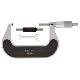 Mitutoyo 102-304 Outside Micrometer, Range 75-100mm, Graduation 0.01mm, Cut-Away Frame