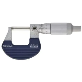 Mitutoyo 102-707 Ratchet Thimble Micrometer, Range 0-25mm, Graduation 0.001mm, Carbide Faces