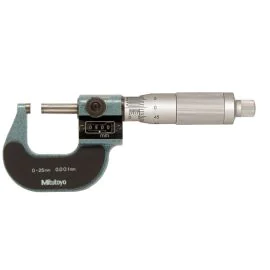 Mitutoyo 193-111 Mechanical Counter Micrometer, Range 0-25mm, Graduation 0.001mm, Ratchet Stop
