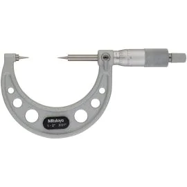 Mitutoyo 112-190 Point Micrometer, Range 1-2", Graduation 0.001", 15°