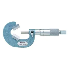 Mitutoyo 114-102 Three-Flute V-Anvil Micrometer, Range 10-25mm, Graduation 0.01mm, Grooved