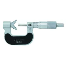 Mitutoyo 114-121 Five-Flute V-Anvil Micrometer, Range 5-25mm, Graduation 0.01mm, w/groove