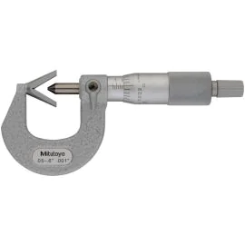 Mitutoyo 114-163 Three-Flute V-Anvil Micrometer, Range 0.05-0.6", Graduation 0.0001"
