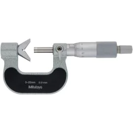 Mitutoyo 114-165 Five-Flute V-Anvil Micrometer, Range 5-25mm, Graduation 0.01mm
