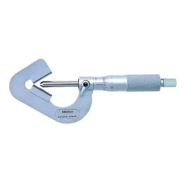Mitutoyo 114-204 Three-Flute V-Anvil Micrometer, Range 2.3-25mm, Graduation 0.01mm